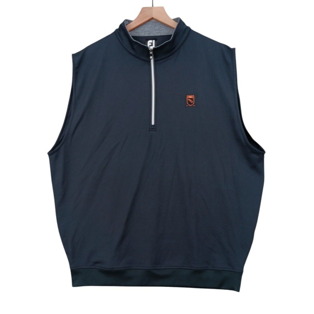 FootJoy Golf Vest Mens XL Black 1/4 Zip Performance Layering TFC Logo 50" *Marks